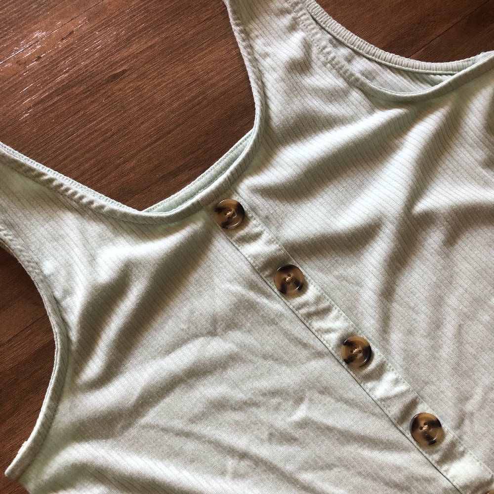 Button Front Ribbed Tank - Picture 2 of 3